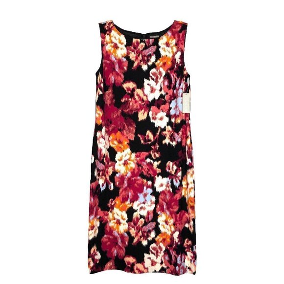 NWT - CHICO’S Size 0 - Sleeveless Shift Midi Knit Floral Dress - Standard Size 4 - Picture 1 of 10